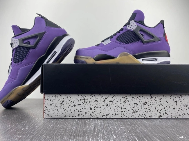 Bmlin Shoes 766296 Jordan (Friends Family) 4 and Purple Scott Travis LN4 Retro 0820